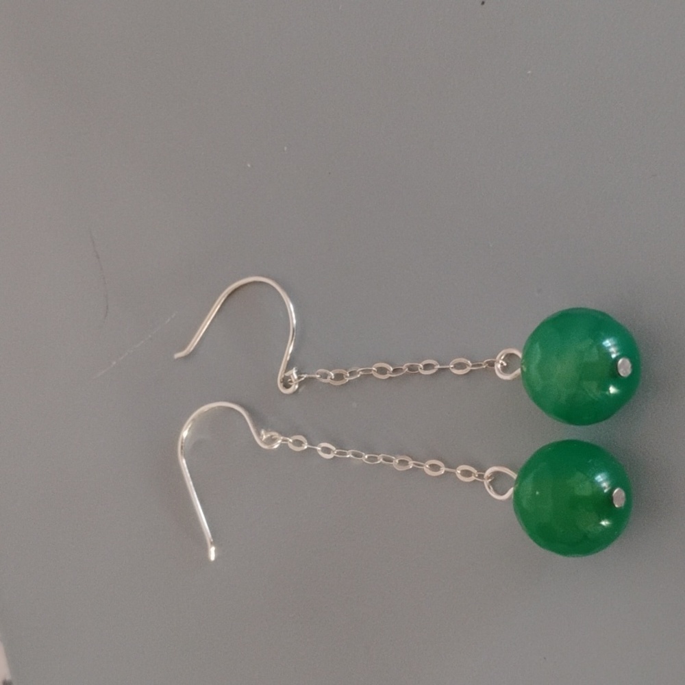 Elegant Green Onyx Drop Earrings